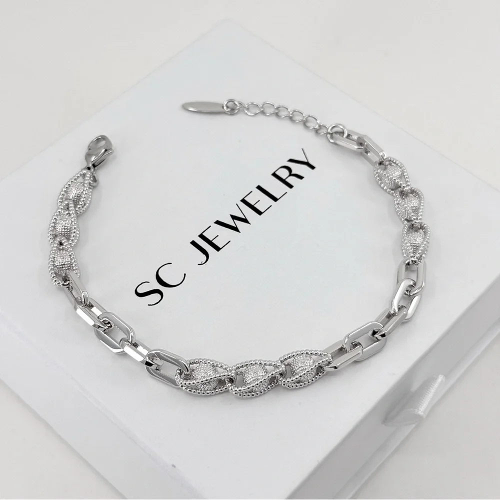 Twisted Rope Chain Silver Bracelet | Platinum Plated | Minimal Luxury Jewelry